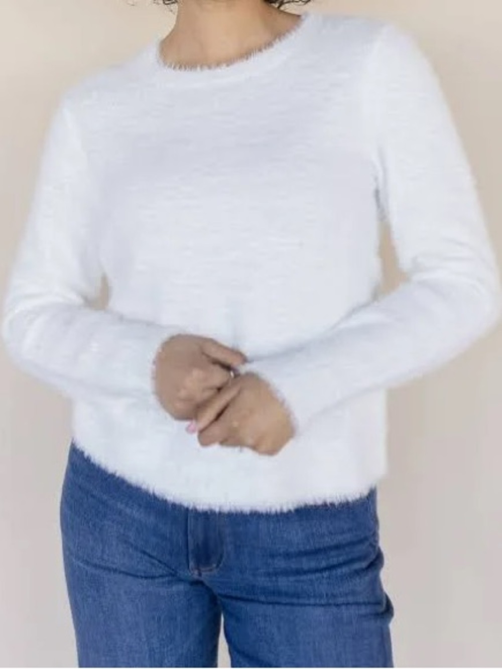 Velvet Heart Ivory Fuzzy Crewneck Sweater